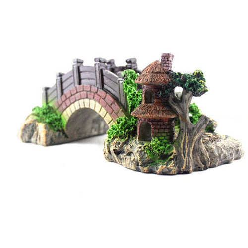 Resin Bridge Arch Bridge Black Red Bridge Fish Tank Landscaping