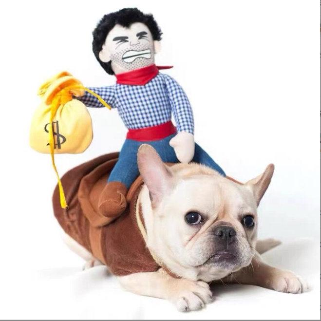 Cute and Funny Dog Riding a Horse Figurine