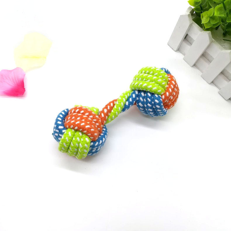 Colorful Dumbbell Toy for Dogs with Cotton Rope (Small Size)