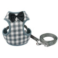 Dog Leash with Plaid Bow Tie and Pet Harness