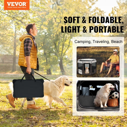 Foldable Pet Playpen, 36 inch Portable Dog Playpen, Crate Kennel for