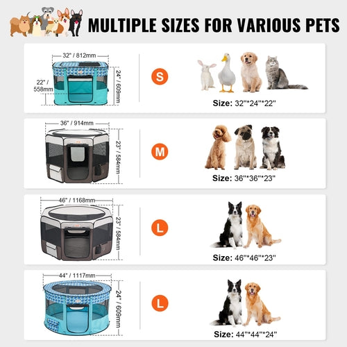 Foldable Pet Playpen, 36 inch Portable Dog Playpen, Crate Kennel for