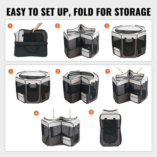 Foldable Pet Playpen, 36 inch Portable Dog Playpen, Crate Kennel for