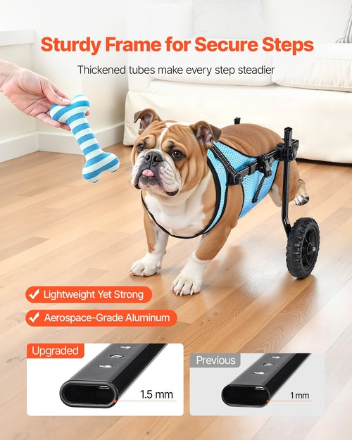 Dog Wheelchair for Back Legs, Adjustable 2 Wheels Pet Wheelchair,