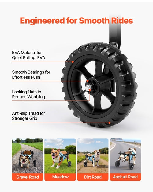 Dog Wheelchair for Back Legs, Adjustable 2 Wheels Pet Wheelchair,