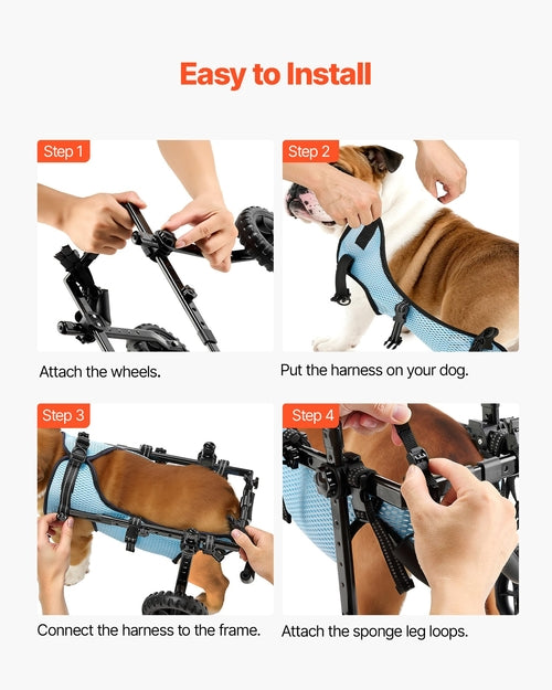 Dog Wheelchair for Back Legs, Adjustable 2 Wheels Pet Wheelchair,