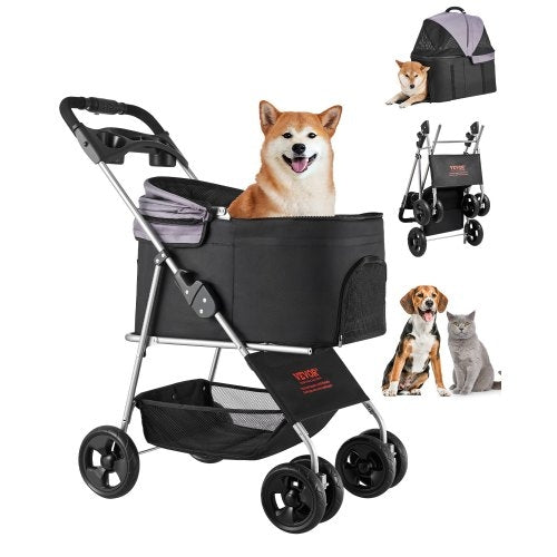 Pet Stroller, 35 lbs Weight Capacity, Foldable Dog Stroller Cart, 4