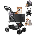 Pet Stroller, 35 lbs Weight Capacity, Foldable Dog Stroller Cart, 4