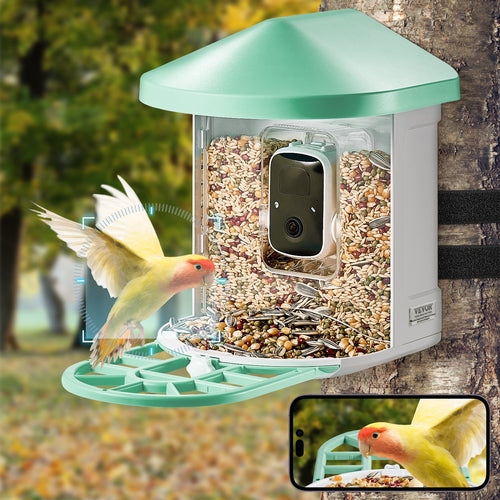 Smart Bird Feeder with Camera, 2K HD AI Identify 10,000+ Bird Species,