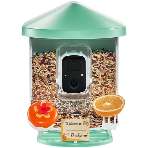 Smart Bird Feeder with Camera, 2K HD AI Identify 10,000+ Bird Species,