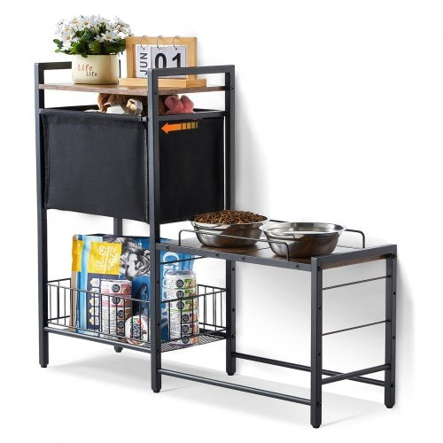Pet Feeding Station with Storage, Elevated Dog Bowls, Raised Dog Bowl