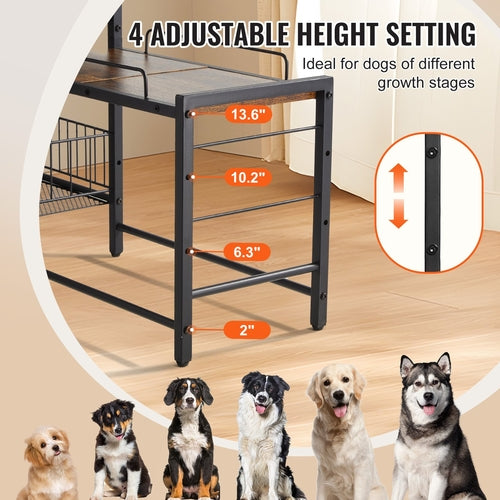 Pet Feeding Station with Storage, Elevated Dog Bowls, Raised Dog Bowl