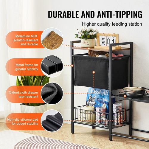 Pet Feeding Station with Storage, Elevated Dog Bowls, Raised Dog Bowl