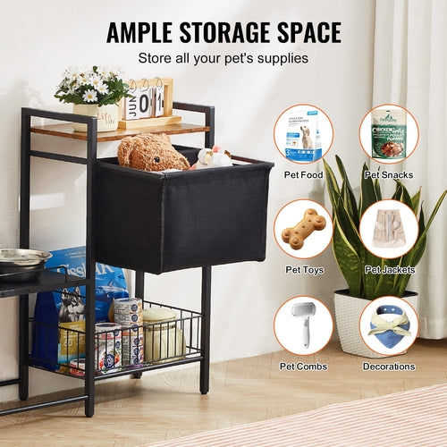 Pet Feeding Station with Storage, Elevated Dog Bowls, Raised Dog Bowl