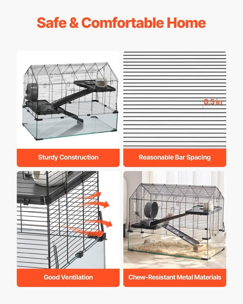 Hamster Cage, 360° Viewing Transparent Hamster Habitats, Small Animal