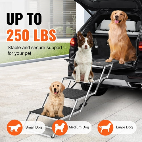 Dog Stair for Cars 4-step Folding Dog Steps Aluminum Loads up to 113.4