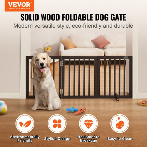 Free Standing Dog Gate, 24in H x 60in W Freestanding Pet Gate, 3
