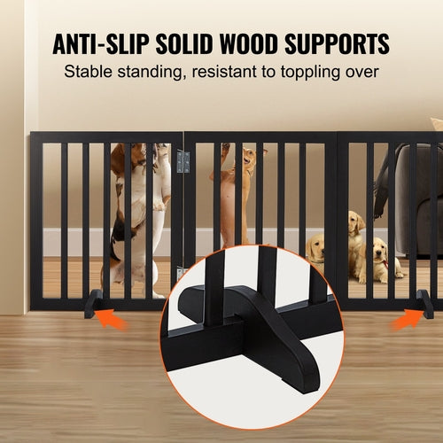 Free Standing Dog Gate, 24in H x 60in W Freestanding Pet Gate, 3