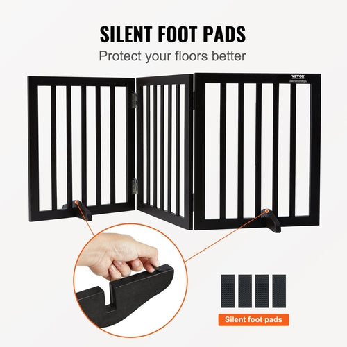 Free Standing Dog Gate, 24in H x 60in W Freestanding Pet Gate, 3