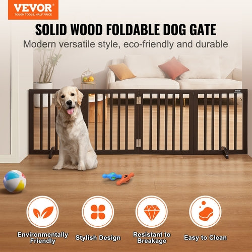 Free Standing Dog Gate, 24 H x 80.3 W Freestanding Pet Gate, 4 Panels