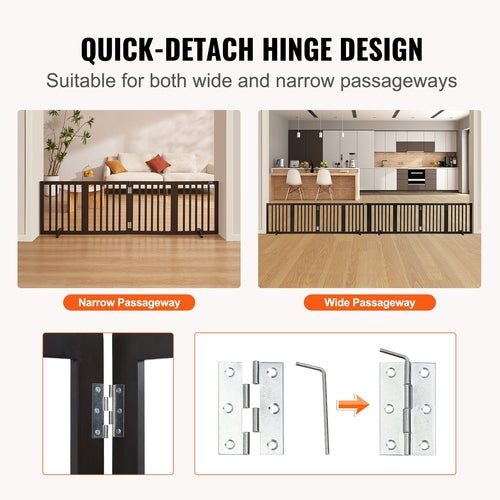 Free Standing Dog Gate, 24 H x 80.3 W Freestanding Pet Gate, 4 Panels