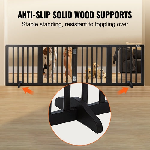 Free Standing Dog Gate, 24 H x 80.3 W Freestanding Pet Gate, 4 Panels