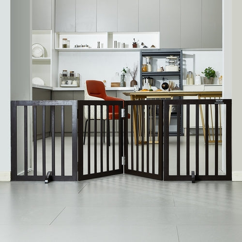 Free Standing Dog Gate, 24 H x 80.3 W Freestanding Pet Gate, 4 Panels