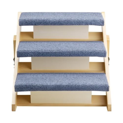 Wood Pet Stairs, 3-Step Dog Stairs for Beds, Sofa & Cars, 68 kg Load