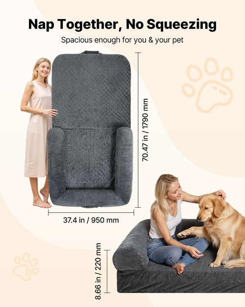 Human Dog Bed, 1790 x 950 x 240 mm Orthopedic Memory Foam Human Sized