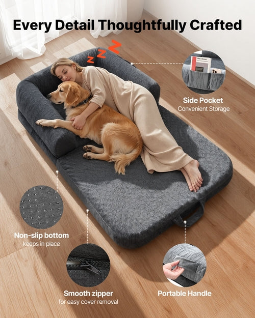 Human Dog Bed, 1790 x 950 x 240 mm Orthopedic Memory Foam Human Sized