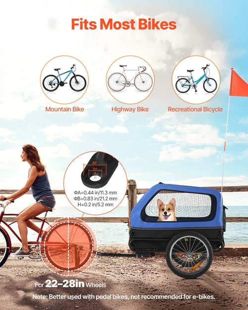 Dog Bike Trailer, Supports up to 40 kg, Pet Cart Bicycle Carrier for