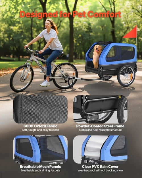 Dog Bike Trailer, Supports up to 40 kg, Pet Cart Bicycle Carrier for
