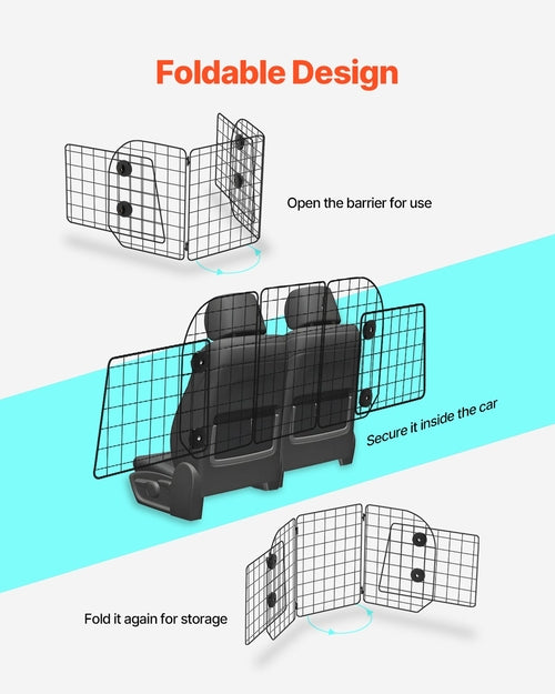 Dog Car Barrier, 36.6in-60in Adjustable Car Divider for Trunk Cargo