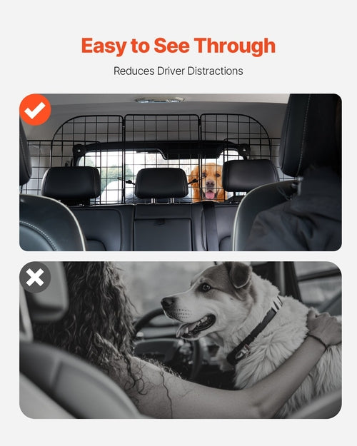 Dog Car Barrier, 36.6in-60in Adjustable Car Divider for Trunk Cargo