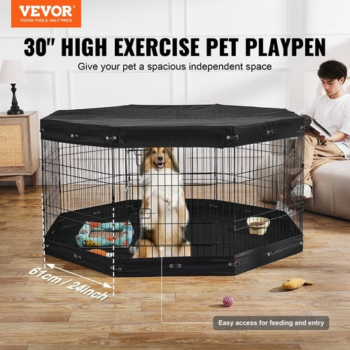 Dog Playpen, 8 Pcs 30inH x 24inW Panels Foldable Metal Pet Exercise