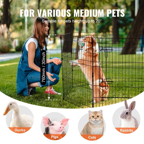 Dog Playpen, 8 Pcs 30inH x 24inW Panels Foldable Metal Pet Exercise