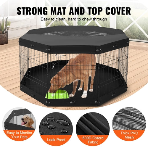Dog Playpen, 8 Pcs 30inH x 24inW Panels Foldable Metal Pet Exercise
