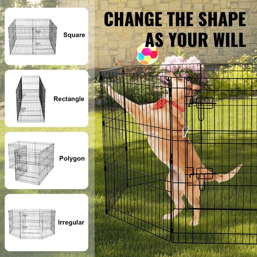 Dog Playpen, 8 Pcs 30inH x 24inW Panels Foldable Metal Pet Exercise