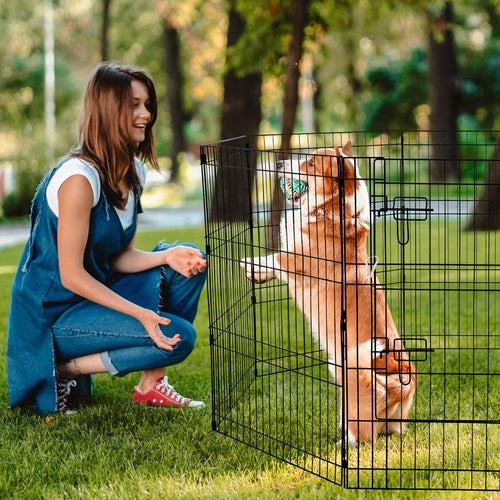 Dog Playpen, 8 Pcs 30inH x 24inW Panels Foldable Metal Pet Exercise