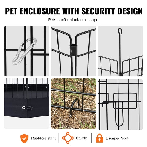 Dog Playpen, 4 Pcs 24 x 36 in Panels Foldable Metal Pet Exercise Pen,