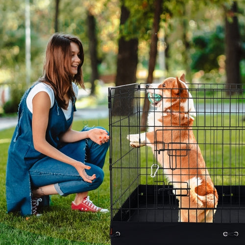 Dog Playpen, 4 Pcs 24 x 36 in Panels Foldable Metal Pet Exercise Pen,