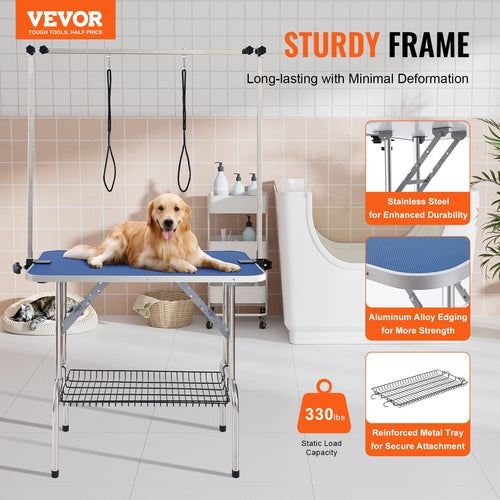 Pet Grooming Table Two Arms with Clamp, 915 x 610mm Dog Grooming