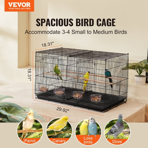 Bird Cage, 18 in, Small Parakeet Cage with Divider, Sturdy Metal Bird