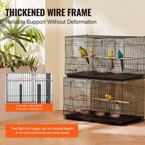 Bird Cage, 18 in, Small Parakeet Cage with Divider, Sturdy Metal Bird