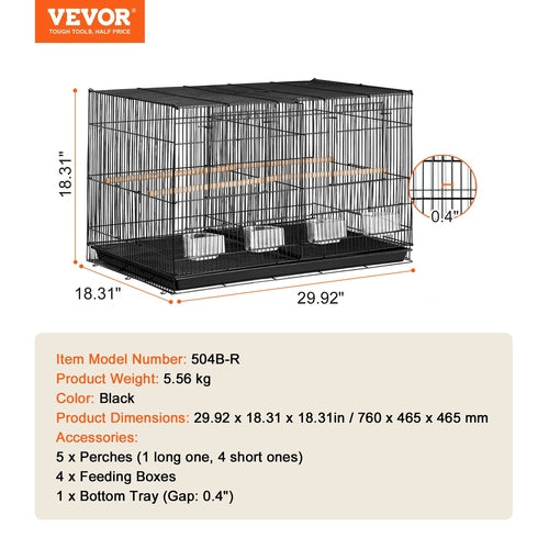 Bird Cage, 18 in, Small Parakeet Cage with Divider, Sturdy Metal Bird
